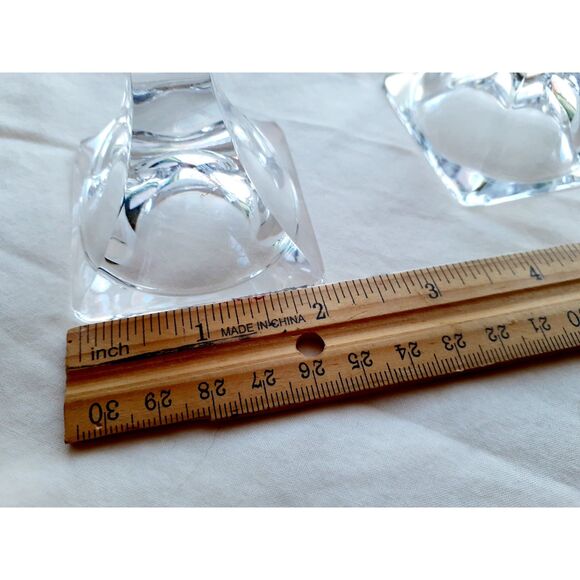 Set Of Two (2) MIKASA Crystal Taper CANDLE HOLDERS 5.5" ART DECO STYLE VTG. 90's - Picture 10 of 13